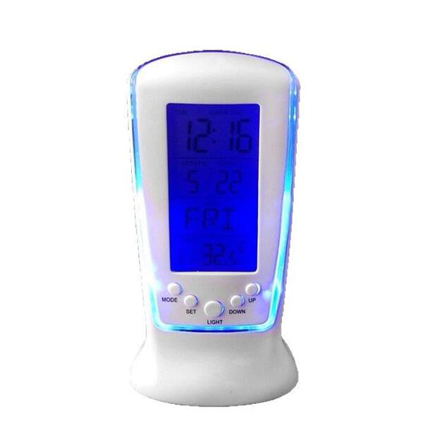 510 mini pequeno despertador LED noite música despertador silencioso preguiçoso relógio eletrônico temperatura do despertador