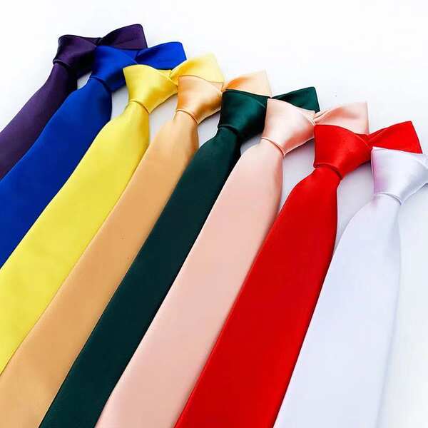 8cm Cravata de grupo Cravata de mão colorida Cravata azul pura masculina Cravata de casamento de negócios monocromática