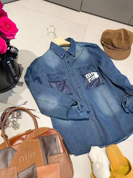Alta Versão Miu Mulheres Cowboys Camiseta de mangas compridas Mouse T-Shirt Letra Feminino