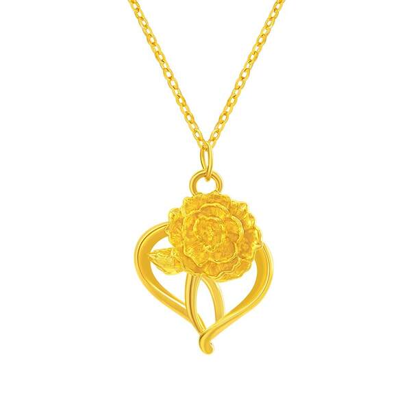 Colar de Ouro 999 com Pendente de Flor