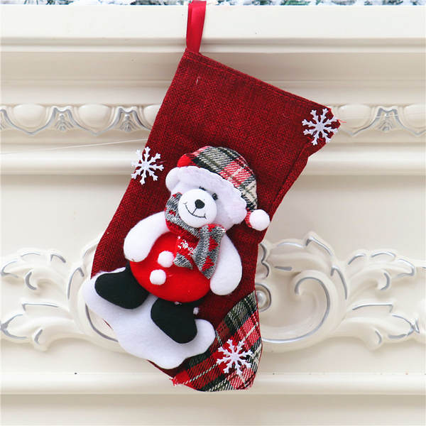 Sacos de presente de doces de Natal Decoração de objetos Santa Claus Snowman meias de presente de Natal meias de Natal Decoração