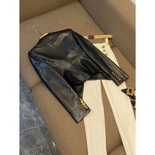 2026 Comércio exterior preto de metal duplo revestimento corpo livre de lavagem roupa de couro sem casaco jaqueta de roupa