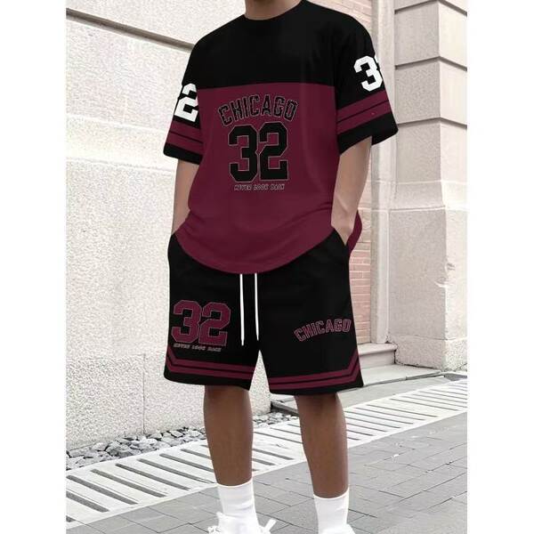 Vestido de verão masculino com mangas curtas e calças curtas para o namorado.