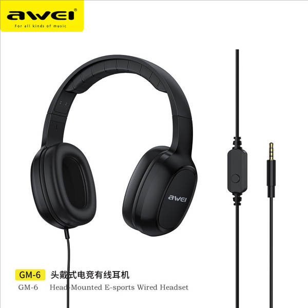 Awei GM-5/GM-6 Wired Gaming Headphones para jogos eletrônicos