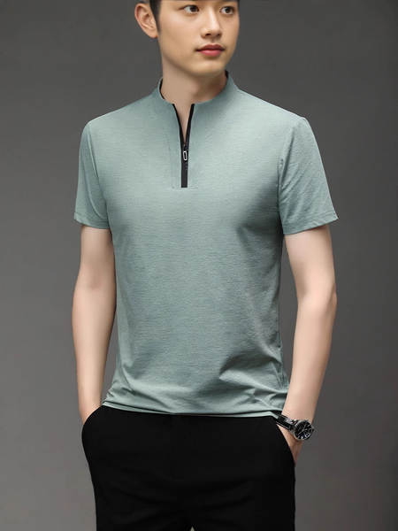 Novas roupas de verão masculinas de couro curto para homens T-shirts de couro curto para homens T-shirts de sexo masculino