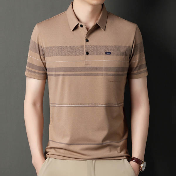 T-shirt masculino de pulseira curta 23 verão novo homem de meia-idade pulseira poli T-shirt papai vestido com roupa de negócios