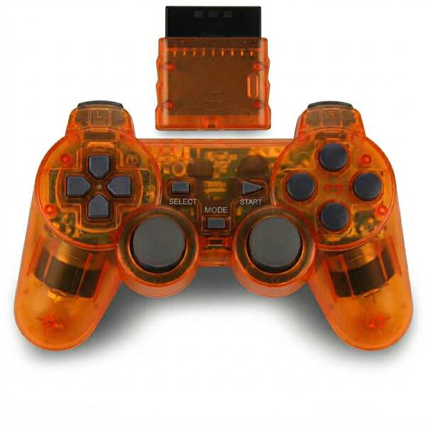 Jogo sem fio PS2 bracelete duplo vibração 2.4G bracelete sem fio com suporte para PS2 host transparente cor
