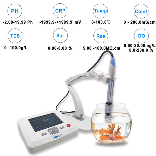 Calculador de ácido de mesa de precisão de laboratório de pH de condutividade solúvel de oxigênio TDS Analisador de qualidade da água multiparâmetro