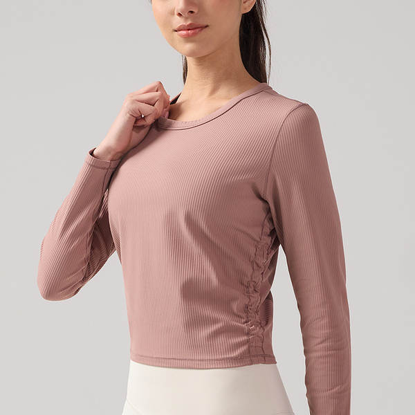 Vestido de yoga com mangas compridas de alta elasticidade, camisa de esporte para relaxar