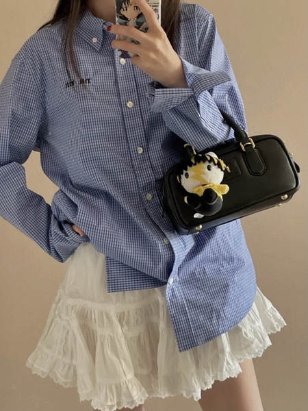 Versão correta do MIU Muji 25fw Outono Inverno novo modelo de tintas finas com mangas compridas camisa de estilo acadêmico diretamente do fabricante