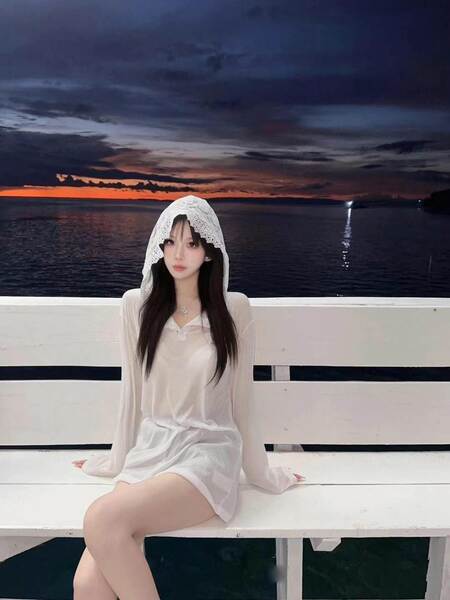 Shenzhen South Oil High-End Original Single MIU Casa 24 Inverno Novo T-Shirt com chapéu de mangas longas