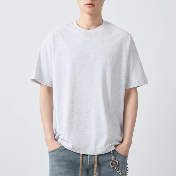 T-shirt masculino de algodão puro de 230 g para homens de verão de 2026 75265.