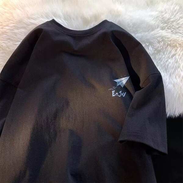 T-shirt de pulseira curta 200 gramas de verão novo de algodão puro masculino semi-pulseiro coreano de moda camisa de baixo