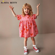 26 verão novo T-shirt menina amor arco-íris impressão crianças roupa esportiva de algodão bebê corda curta luva roupa