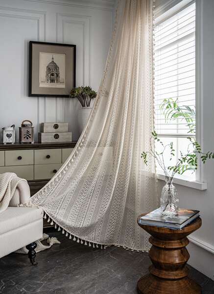 Cortina de Croche em Tom Creme