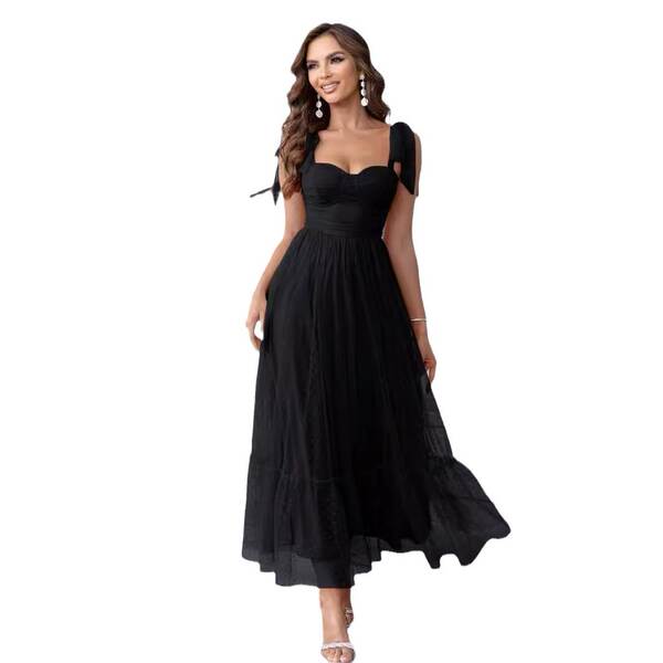 Vestido de noite feminino de moda nova vestido de noite com os ombros enrugados
