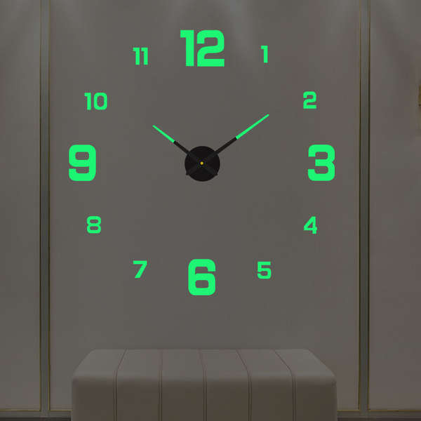 Relógio nocturno Relógio criativo simples de parede pendurado Relógio de parede sem orifícios Sala de estar Casa de parede do quarto Relógio silencioso