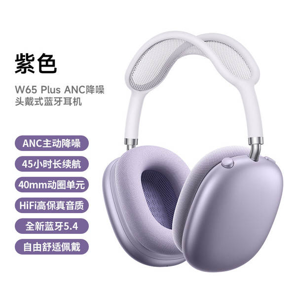 W65 Transfronteiriço Airpods Max Ativo de Redução de Ruído Head-Own Wireless Bluetooth Motion Foldable Headset