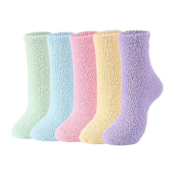 Sapatilhas transfronteiriças puras de casaco de coral com meias-cabeças de outono e inverno para aquecimento doméstico Sapatilhas de chão femininas com toalhas espessas Sapatilhas
