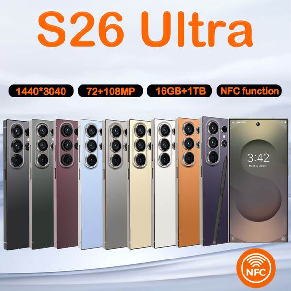 S26 Ultra Smartphones Transfronteiriços Android de 7,3 polegadas com suporte ao NFC