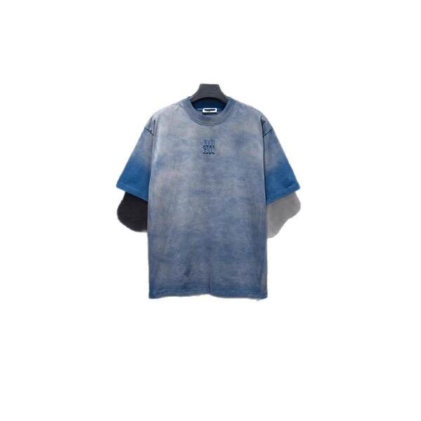 Versão correta do MIU Mu25SS Primavera nova lavagem de água fazer a letra velha T-shirt namorado de pulseiras curtas fabricante direto