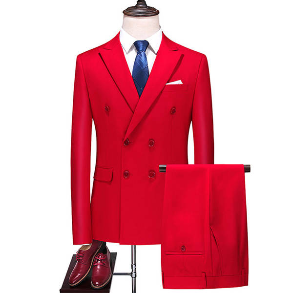 Vestido duplo de dois pedaços de roupa transfronteiriça puro para homens 7110 de vinho vermelho