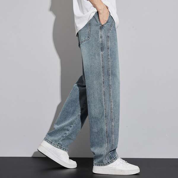 Calça jeans masculina larga e confortável