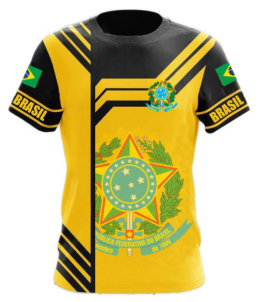 T-Shirt masculino brasileiro 3D T-Shirt O T-Shirt esportivo da equipe de futebol de rua masculino DIY base ajustável para a ordem de massa