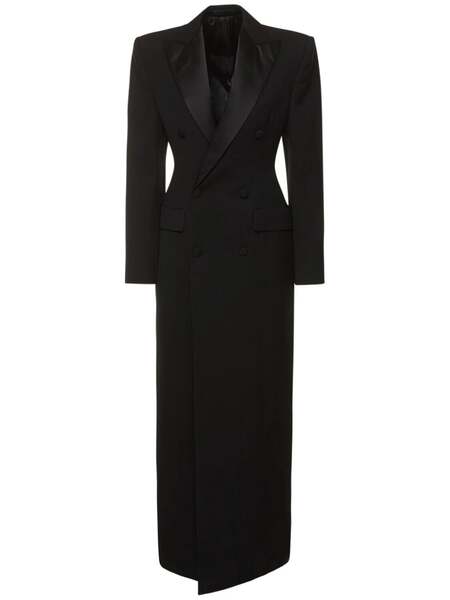 Jaqueta feminina longa de couro preto