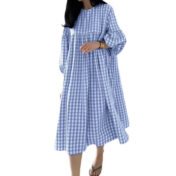 Vestido casual com bolhas na manga