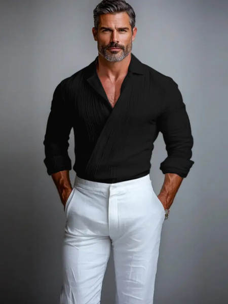 Transfronteiriço do comércio exterior muscular homens V camisa de colar negócios lazer estilo americano longas mãos jovem popular colar camisa masculina