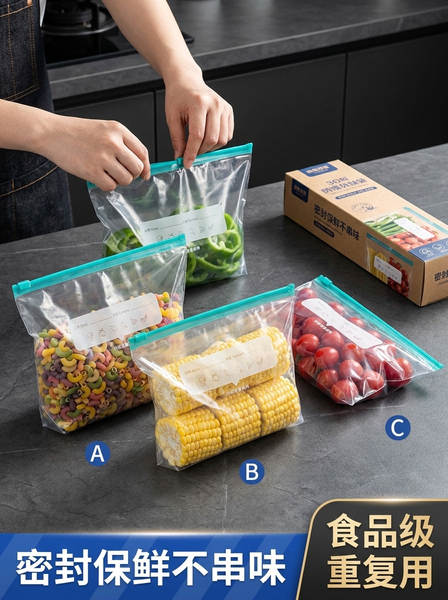 Saco de armazenamento com zip para congelador