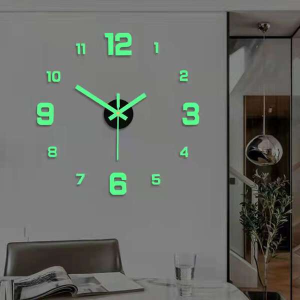 Relógio nocturno Relógio criativo simples de parede pendurado Relógio de parede sem orifícios Sala de estar Casa de parede do quarto Relógio silencioso