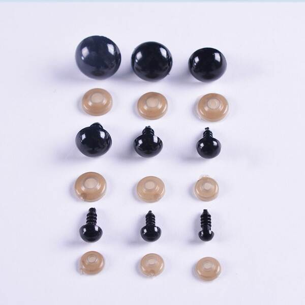 Olhos transfronteiriços de animais de plástico Acessórios de olhos de brinquedo Olhos pretos completos/olhos de urso de Teddy