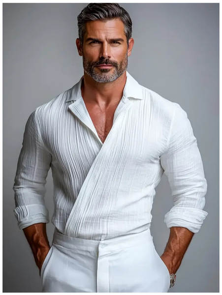 Transfronteiriço do comércio exterior muscular homens V camisa de colar negócios lazer estilo americano longas mãos jovem popular colar camisa masculina