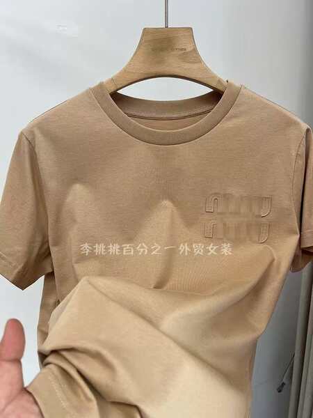 100 caroço algodão miu estilo original letra pura adesivo simples pulseira curta luva casual T-shirt na roupa feminina