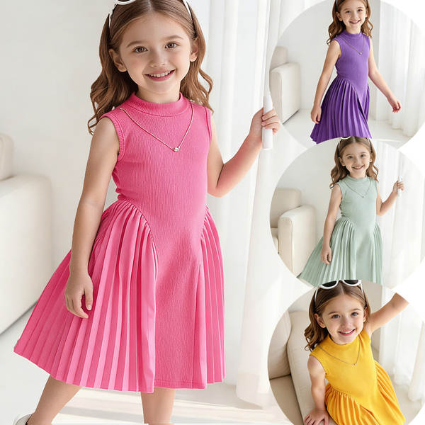Mulheres transfronteiriças vestido de verão estilo europeu e americano de alta qualidade penteado recebendo cintura sem mangas vestido de vestido + colar