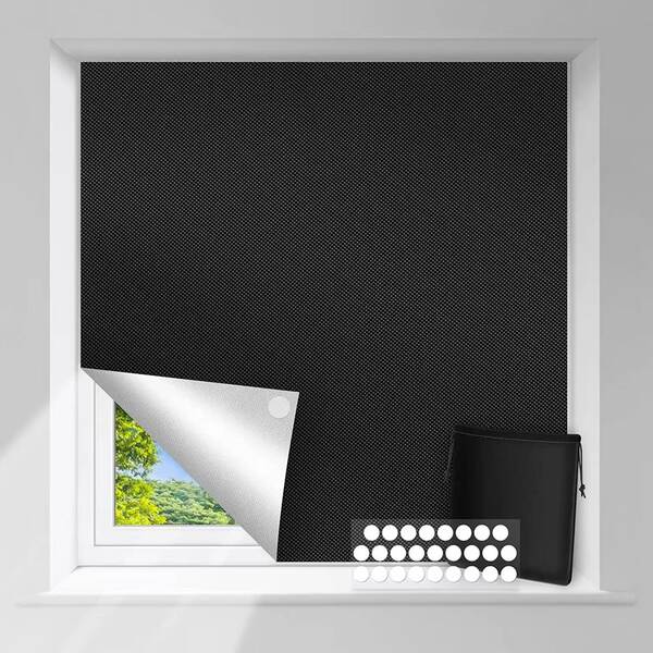 Cortinas de balcão portáteis de cobertura de viagens sem buracos DIY cortável preto adesivo de cobertura completa