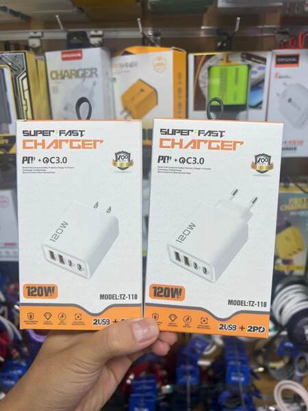120W Duplo PD + Duplo Carregador USB 5V2A12W para Apple Huawei Smartphone Duplo Tipo Cabeça de Carregador