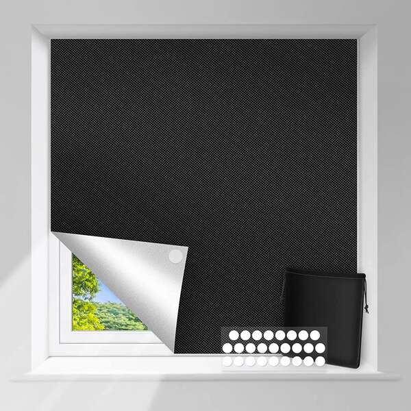 Cortinas de balcão portáteis de cobertura de viagens sem buracos DIY cortável preto adesivo de cobertura completa
