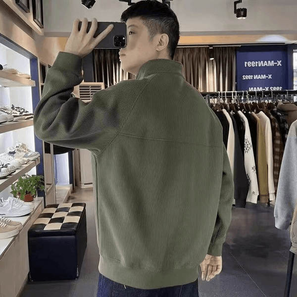 2024 Outono Humor Homem Conforto barras de caverna semi-refinado camisa esportiva relaxante roupa de guarda-roupa semi-alto colar puro