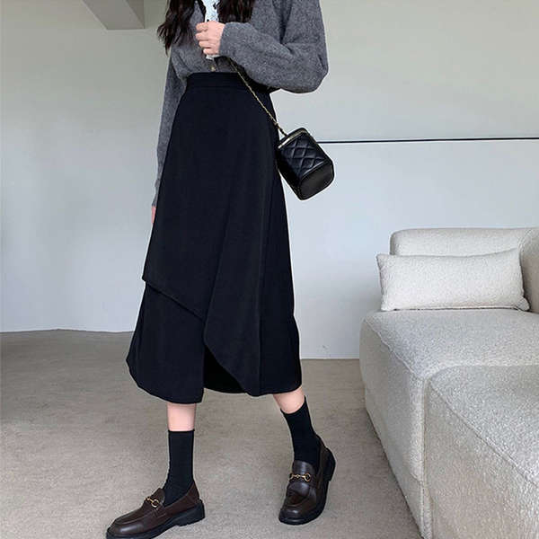 Vestido Preto Longo de Lã