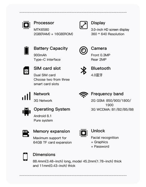 Transfronteiriço A17mini Android Smart Phone Quatro Núcleos 3.0 Mini Screen WIFI Loja do Google 3G Rede Estrangeira