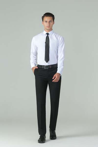 Exportação de camisa branca profissional masculina de alta sensibilidade de negócios camisa de luvas compridas masculina puramente artesanal atacado um penteado