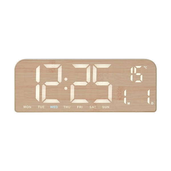 Novo relógio LED grande ecrã despertador relógio simples de madeira relógio criativo relógio de mesa pendurável GH