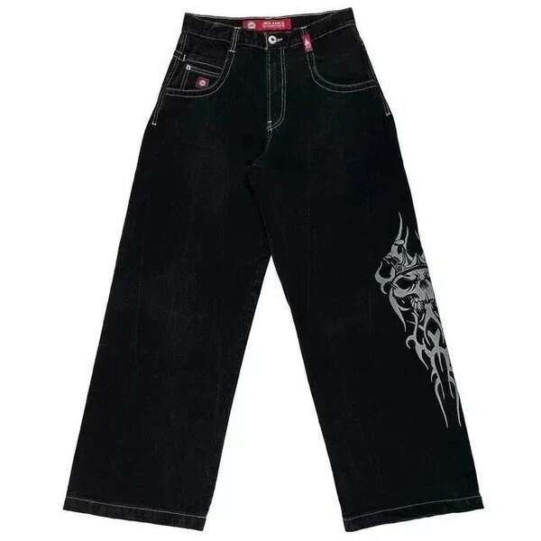 JNCO Y2K Loose jeans masculino padrão hip-hop rua masculino calças largas