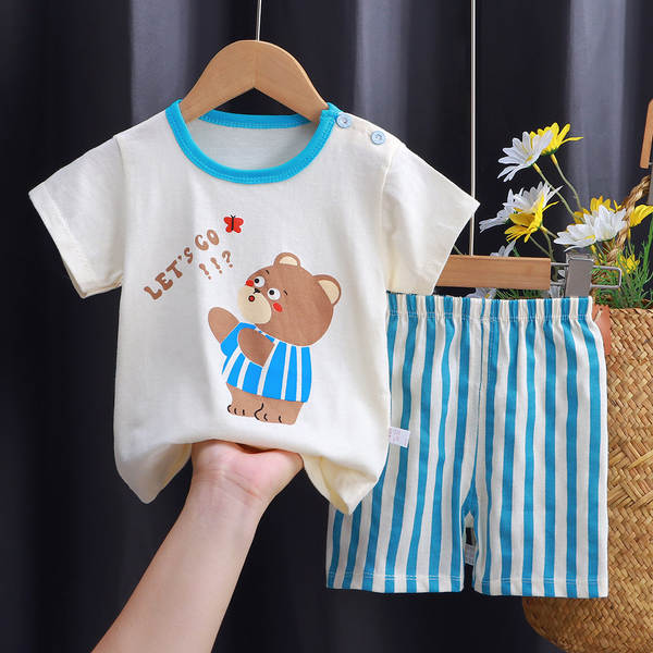 Conjunto de verão infantil de algodão