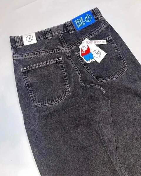 JNCO Y2K Loose jeans masculino padrão hip-hop rua masculino calças largas