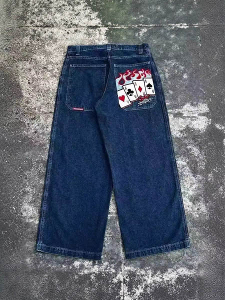 Transfronteiras JNCO Y2K Loose jeans masculino padrão hip-hop rua home homem calças largas