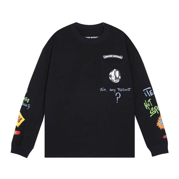 T-shirt correto cross-border Chrome Heart de alta qualidade dupla de algodão puro para homens e mulheres